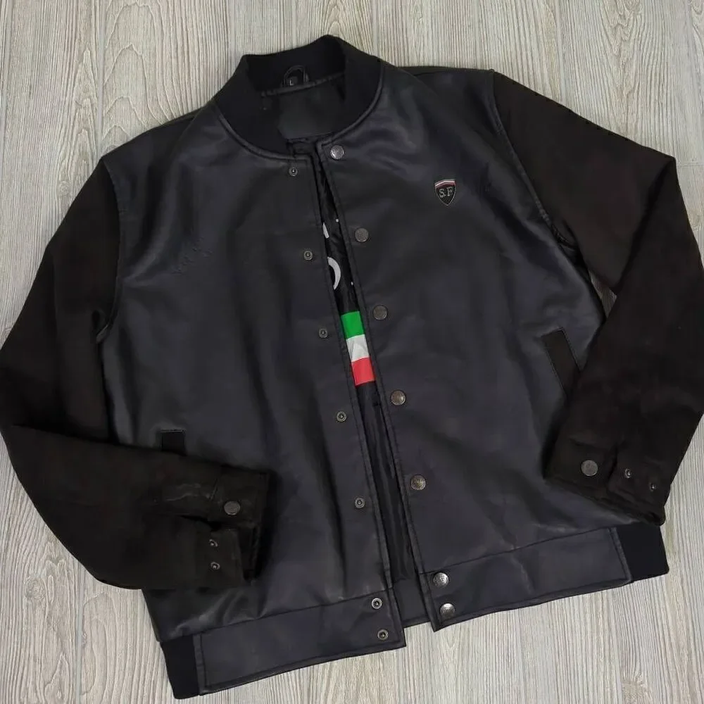 Superlative Fashion SF Italian Partial Leather Bomber Jacket Streetwear Men’s L